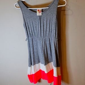 Kids, slightly used summer dress size 10. Gray with white and hot pink colors